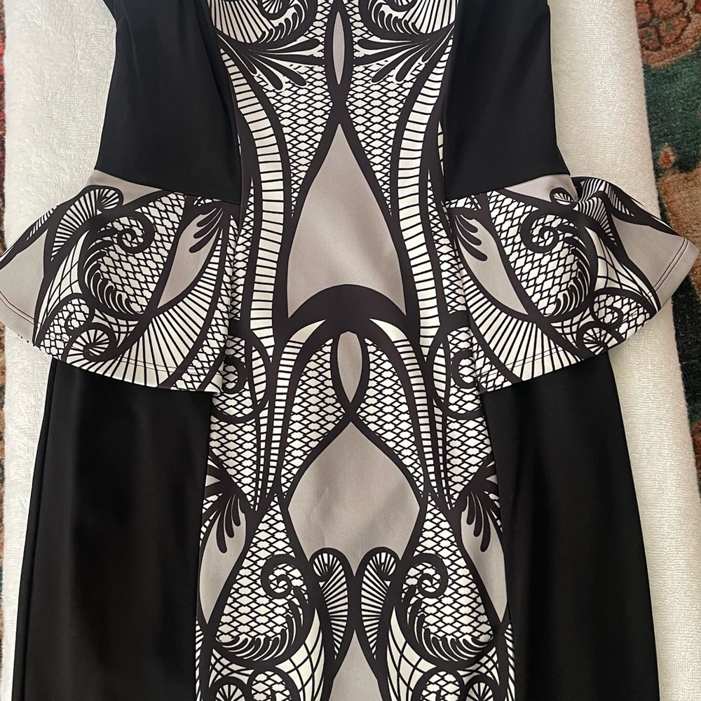 Bebe Black and White Patterned Dress
